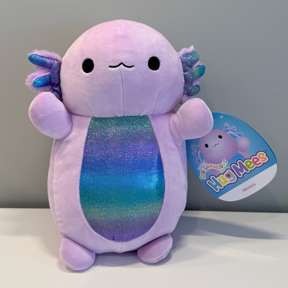 Brand New 10” Monica Hug Mees Squishmallow Purple Axolotl Plush Toy